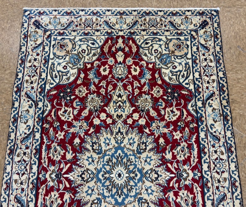 Vintage Nain Hand Knotted Wool Oriental Rug 4x6 Red Ivory Floral Area Rug Decor gallery
