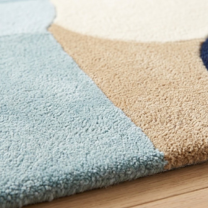 Modern Geometric Wool Area Rug Soft Plush Contemporary for Office & Home Decor gallery