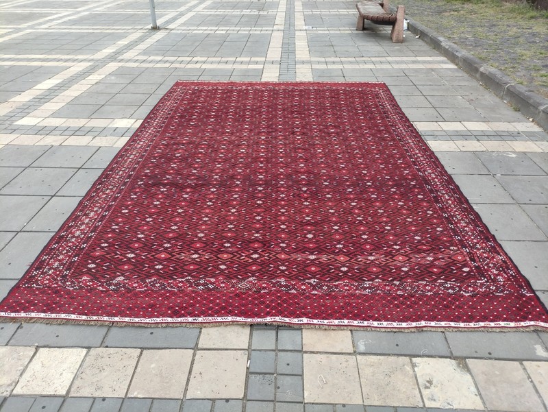 Oversized 8.27 x 12.57 ft Vintage Yamut Kilim Rug , 252 x 383 cm Handmade Kelim gallery