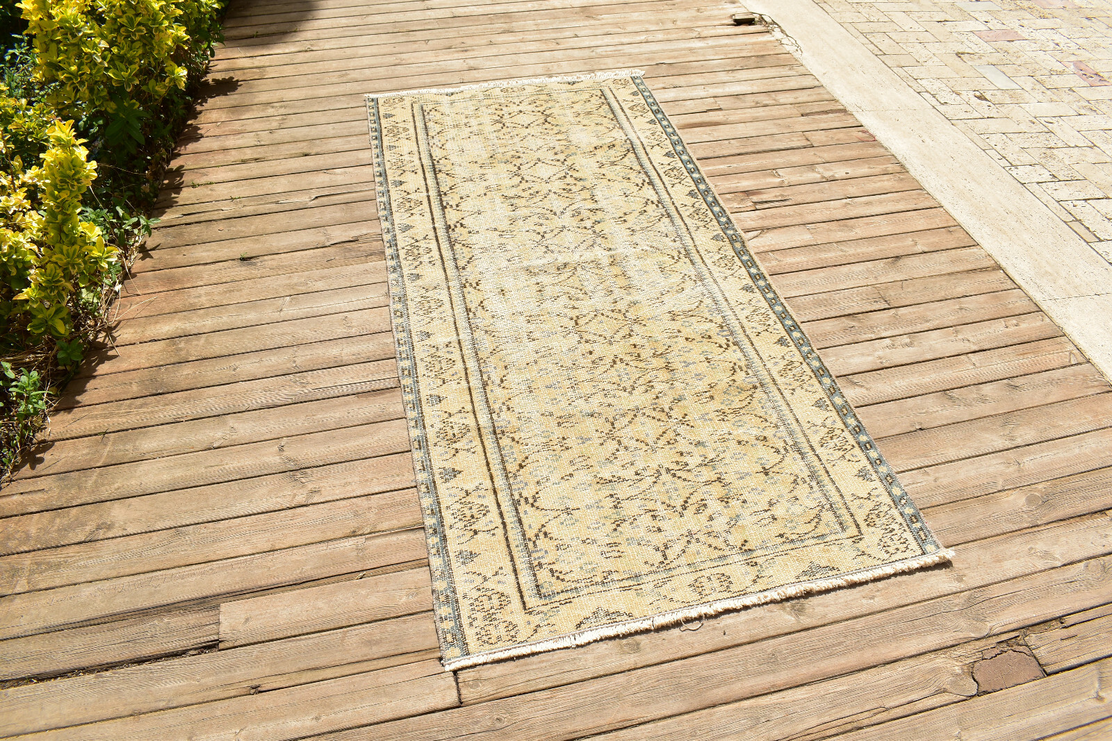 Turkish Rug 36''x78'' Oushak Tribal Rug Runner Vintage Hallway Yellow 3x6 Rug gallery