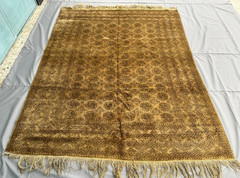 6.7×8.6 Afghan Turkmen Bukhara Oriental Vintage Brown Tribal Living Room Rug