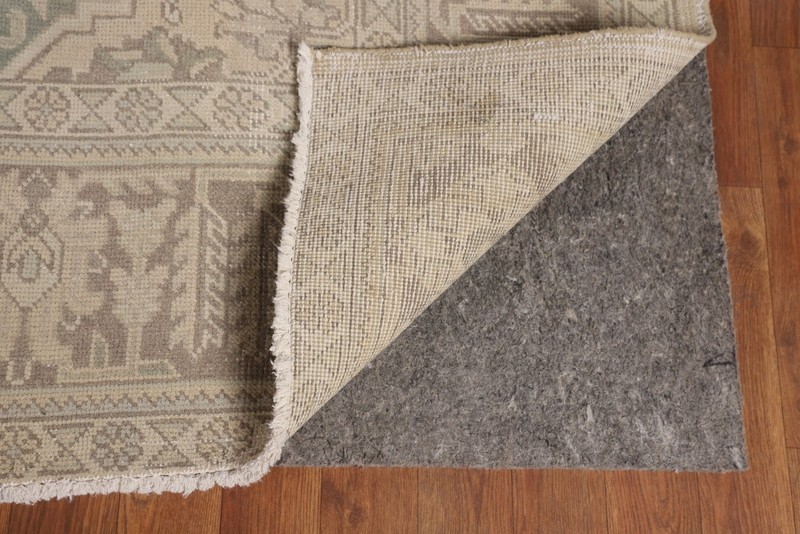 Distressed Muted Area Rug 10x13 Ft Hand-Knotted Beige Medallion Wool Carpet gallery