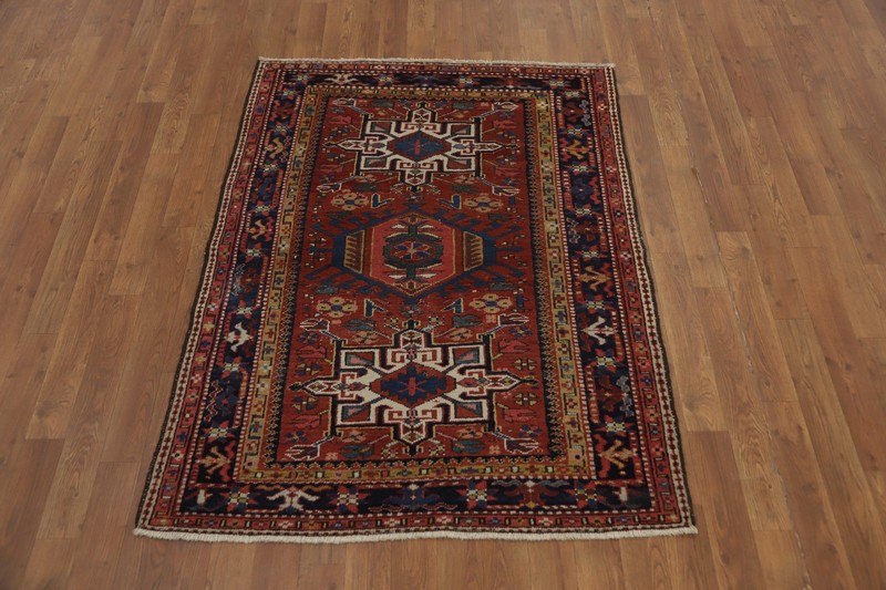 Antique Rust Wool Vegetable Dye Hand-knotted Accent Rug Tribal Foyer Carpet 3x4 gallery