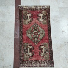 2×3 Turkish Vintage Small Rug Handmade 49 x 91 cm Bath Mat 1.61 x 2.99 ft