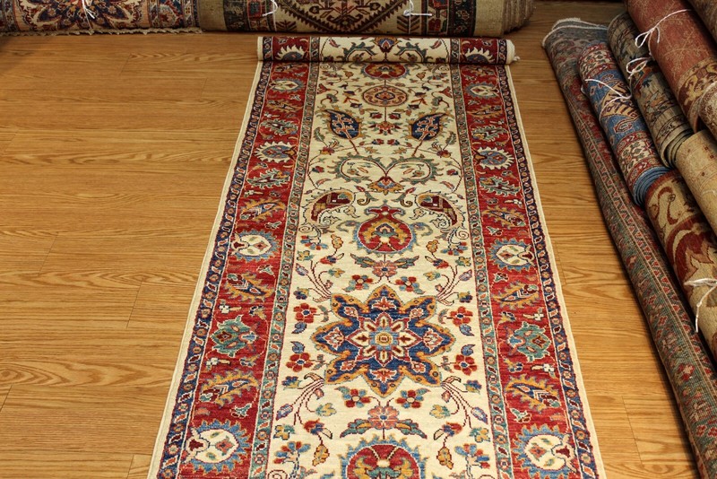 TOP QUALITY HANDMADE 13 Ft long HALL RUNNER JEWEL COLORS VEGETABLE DYES WOOL RUG gallery
