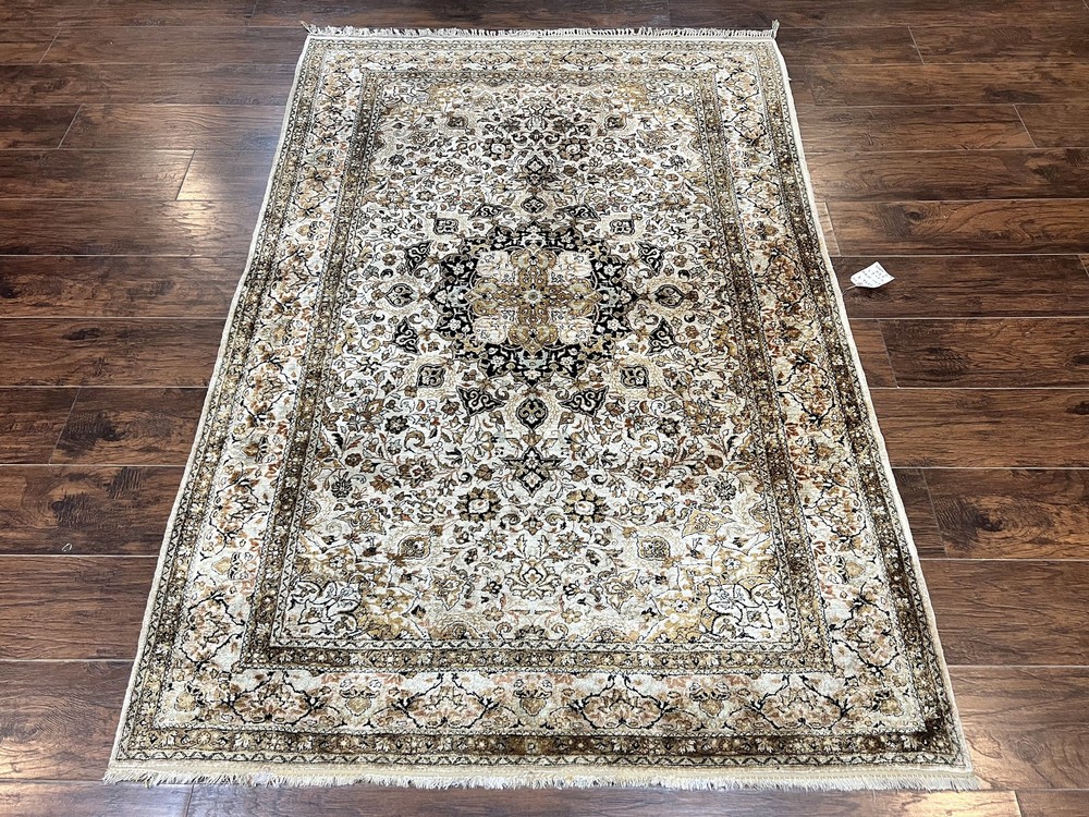 Silk Rug Very Fine 60 Raj 475 KPSI Floral Medallion Handmade Silk on Silk