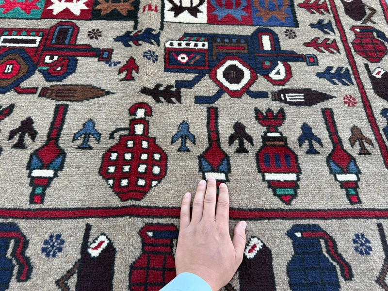 Fine Hand Knotted Afghan War Rug 4x6 ft Vintage Persian Style Pictorial Carpet gallery