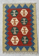 Traditional vintage hand woven oriental carpet 2×1.4 ft wool kilim area rug