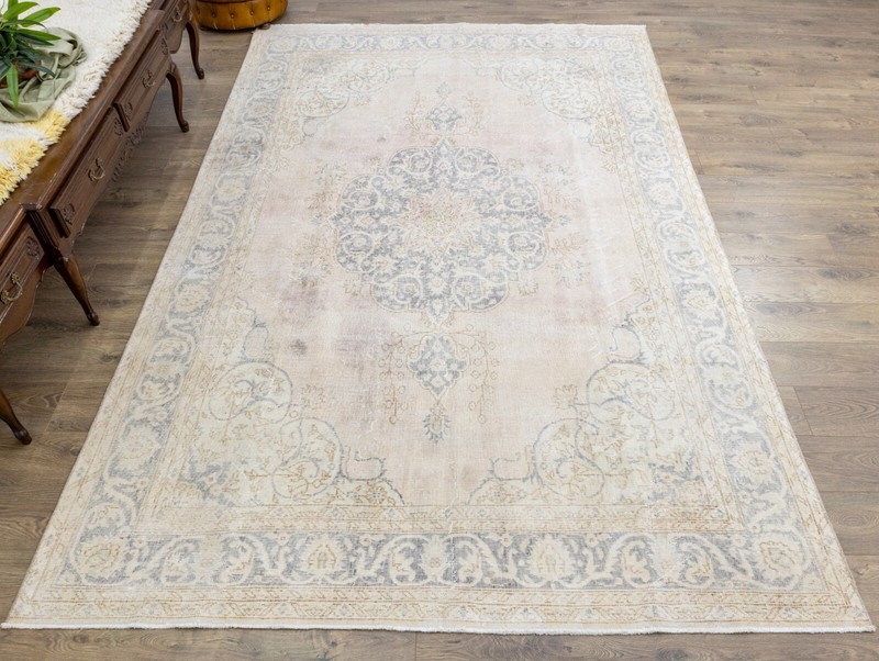 Muted Oushak Turkish Antique Large Area Rug 7.2x10.11 ft Distressed Vintage Rug gallery