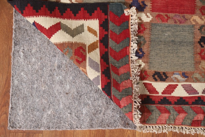 Tribal Checkered Kilim Qqashqaii Area Rug 5x8 Wool Hand-woven Reversible Carpet gallery
