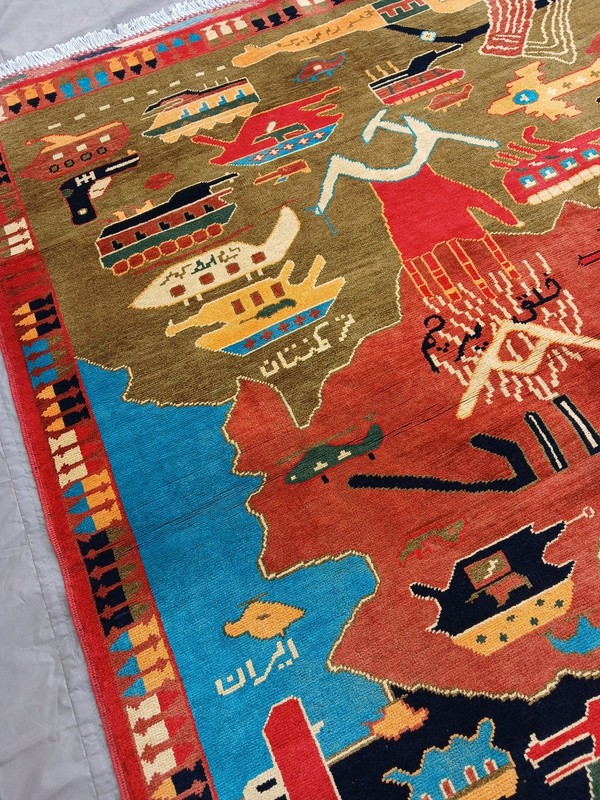 200 X 150 CCM Stunning Soviet Tank Top, Helicopter AK 47 Gun Russian War Carpet gallery