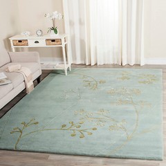 Malko Leaf Rug Hand-Tufted 100 % Wool Handmade area rug for Bedroom , living .