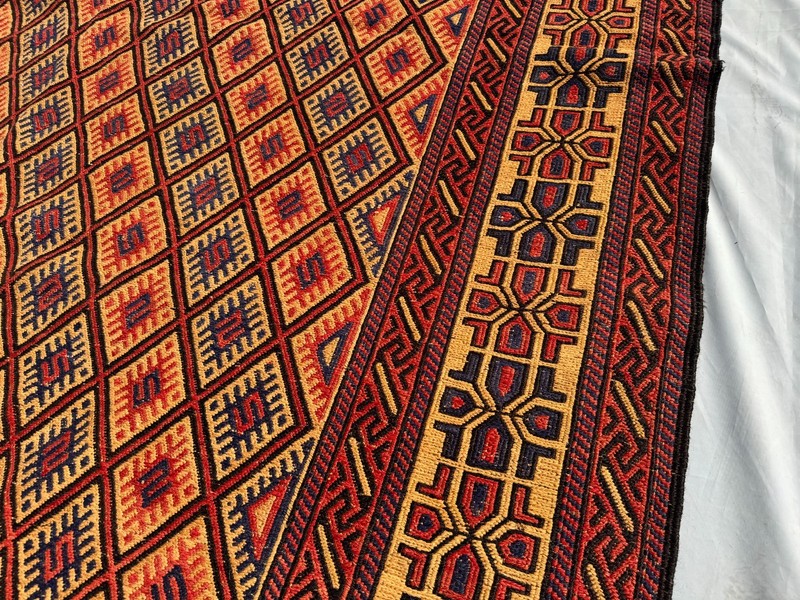 7x9 ft Afghan Handwoven Vintage Wool Kilim Rug Geometric Muted Terracotta Carpet gallery