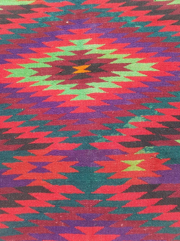 Fine Vintage Traditional Hand Made Oriental Wool Red Kilim Rug 164x113cm gallery