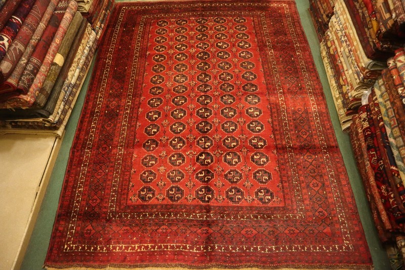 7 X 9 FT COLLECTORS' PIECE Vintage Stunning Geometric Morey Buhara Turkoman Rug gallery