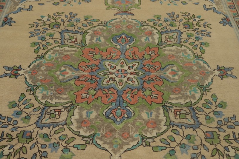 Traditional Wool Beige Living Room Area Rug 7x10 ft Hand-knotted Floral Carpet gallery
