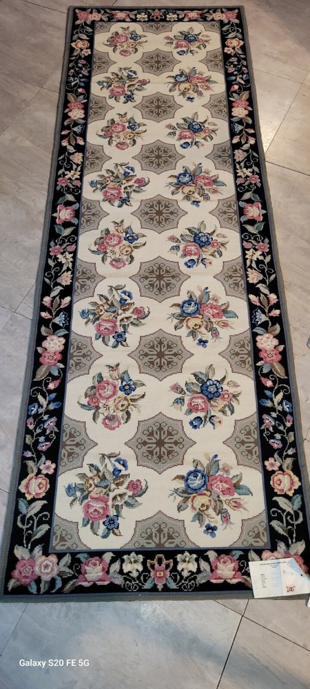 Chinese Handmade Needlepoint Rug 8' X 2.6' Floral Victorian