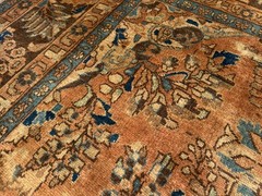 6×9 VINTAGE RUG fine handwoven oriental rust persimmon brown blue old muted 6×10
