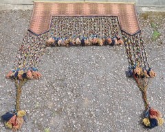 OLD SIGNED AFGHAN ERSARI KAPUNUK PORTIERE DOOR TENT HANGING DECORATION.