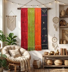 Hand Woven Turkish Rug – Tribal Boho Wall Decor Area Rug – 4′ 2″ x 6′ 4″
