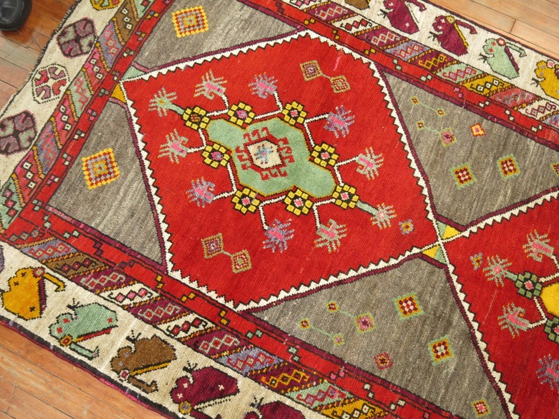 Vintage Turkish Kars Anatolian Gallery Rug Size 4'4''x10'8'' gallery