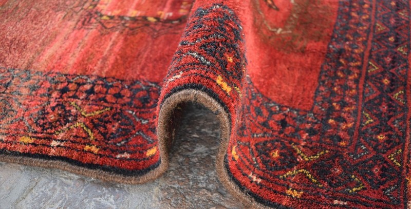4x6 Antique Handmade Afghan Red Bukhara Rug Persian Oriental High Pile Area Rug gallery