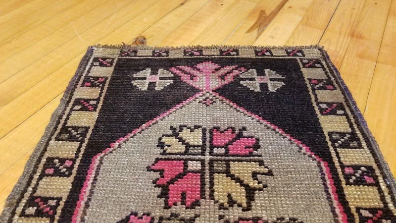 Vintage 1970-1980s Turkish Tribal Rug 1'5" × 2'7" gallery