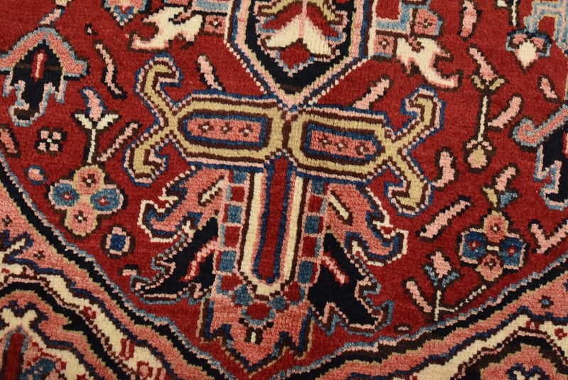 Vintage Tribal Rug 7’8” x 11’4” Red Wool Geometric Hand-Knotted Oriental Carpet gallery