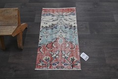 Oushak Turkish Doormat Rug 1×2 RED Anatolian Handmade Vintage Small Kilim Rug