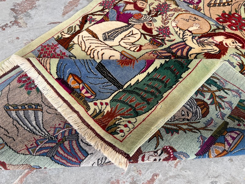 Afghan Pictorial Rug 4x6 Ft Hand Knotted Vintage Tribal Scene Wool Area Rug gallery