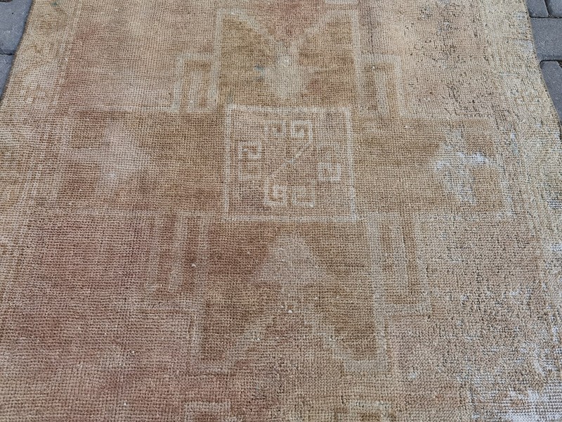 Vintage Turkish Oushak Runner 3x13 ft Hand Knotted Wool Muted Tan Ghost Rug gallery