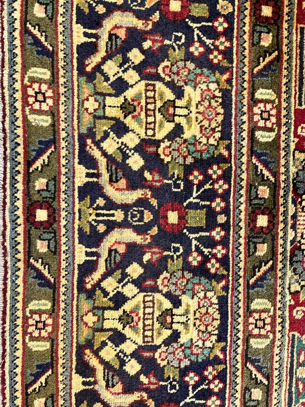 Antique Oriental Hand-Knotted Wool Area Rug Red/Navy Blue/Green 9'6" x 12'11" gallery