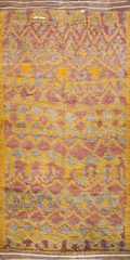 Vintage Mid Century Tribal Soft Wool Pile Hand Knotted Yellow Moroccan Berber