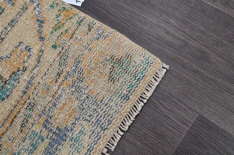 Vintage Turkish Runner Rug 2x7ft YELLOW Handmade Anatolian Oushak Hallway Wool gallery