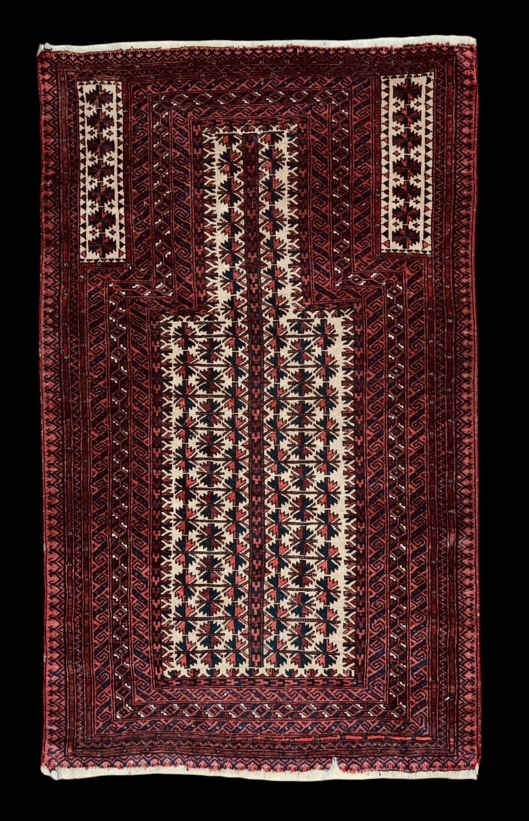 Traditional Vintage Hand-Knotted Carpet 3x5 Burgundy Brown Tan Wool Prayer Rug gallery