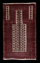 Traditional Vintage Hand-Knotted Carpet 3×5 Burgundy Brown Tan Wool Prayer Rug