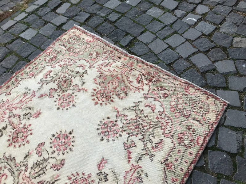 Bohemian Area Rug Handmade Wool Rug Turkish Vintage Traditional Rug 3,6 x 7,0 ft gallery