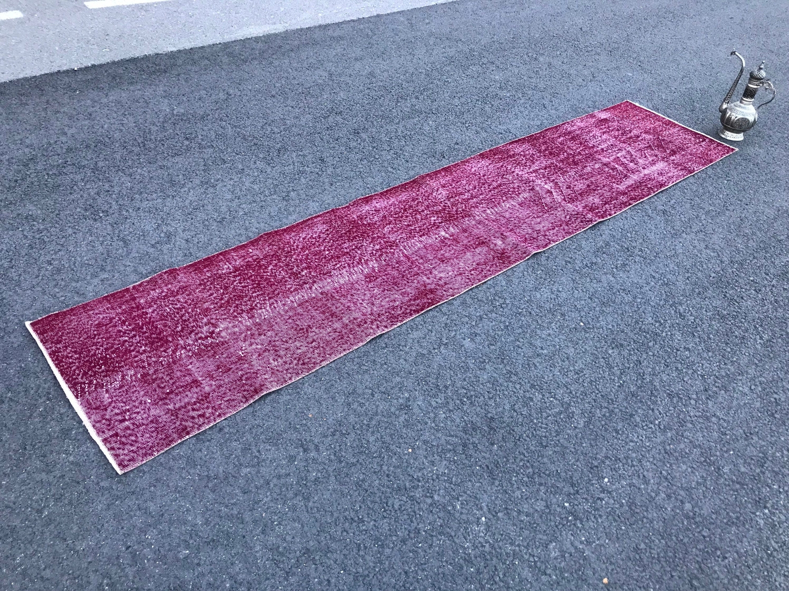Vintage Runner Rug , Handmade Runner Rug , Overdyed Runner Rug , Burgundy Runner gallery