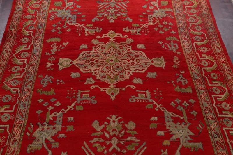 Antique Floral Rust Red Oushak Turkish Rug 10x14 Wool Handmade Dining Room Rug gallery
