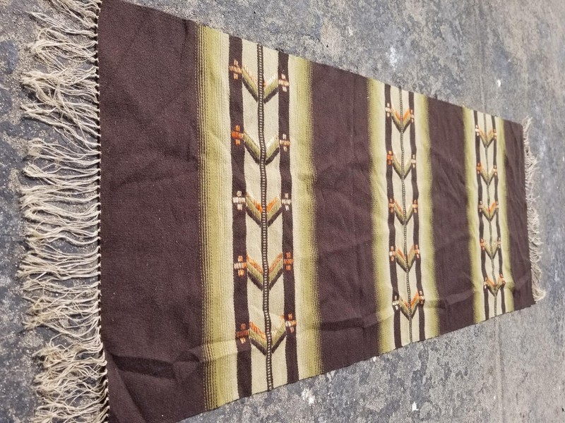 Vintage Traditional Handmade Oriental Wool Multicolor Runner Rug 55x24 inches gallery