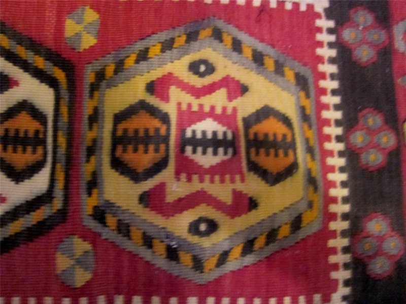 Kilim Hand Loomed Wool Turkish Area Rug Saddle Bag Eastern Turkey 19" x 36" VTG gallery