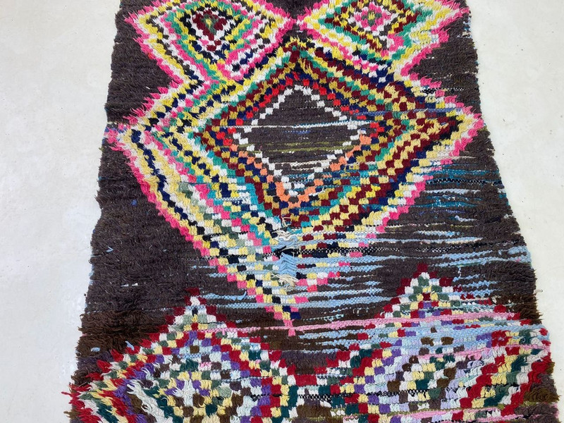 Moroccan Cotton Vintage Berber Rug, Unique Geometrie Home Decor Rug 2'9x7'1 ft gallery