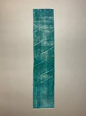 Distressed Turkish Narrow Runner 255×55 cm wool Vintage rug, Overdyed Blue
