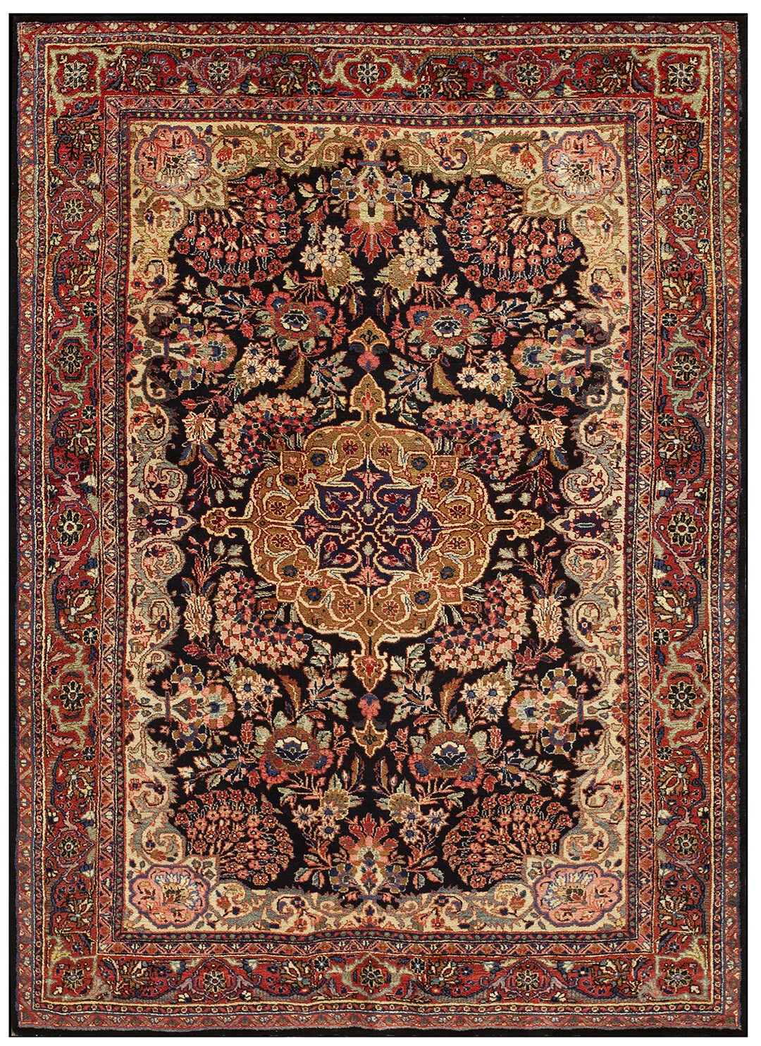 5x7 Antique Handmade Traditional Rug Blue 137cm x 198cm Circa 1920 gallery