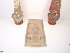Vintage Turkish Door Mat 1.8×3.7 ft | Handmade Wool Tribal Accent Rug | 55×113