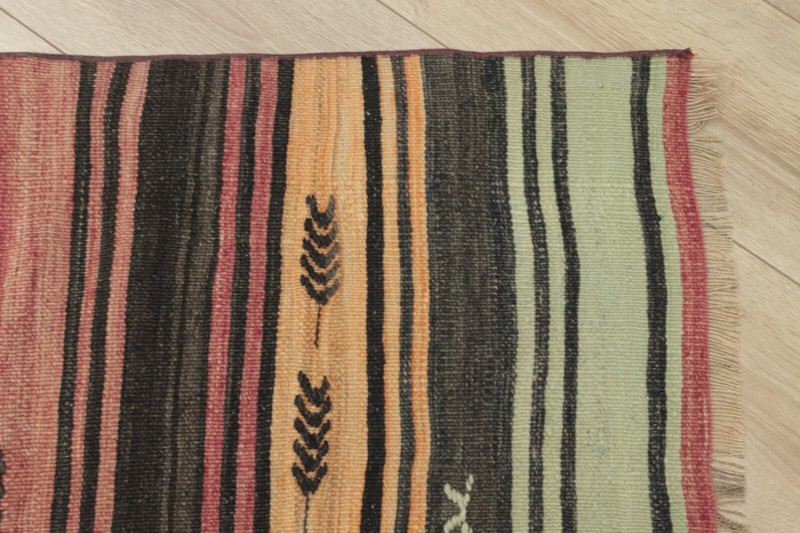 Striped Turkish Cappadocia Kilim Runner Rug Anatolian Hand Knotted Carpet 3x13ft gallery