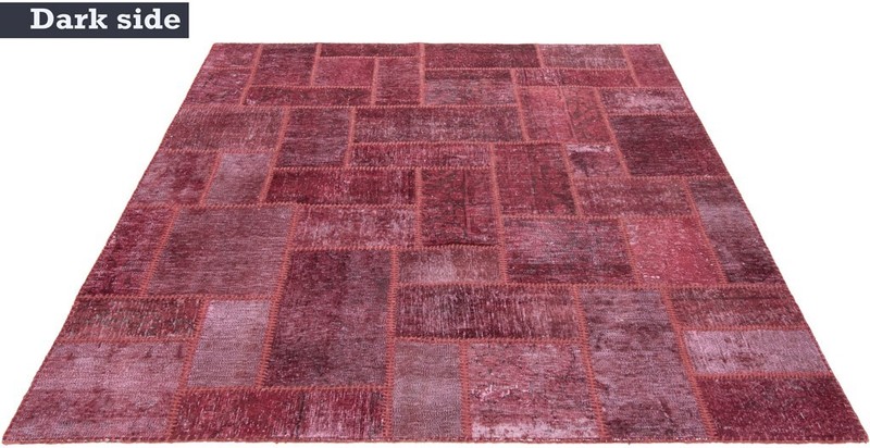 Patchwork 200x157 cm Hand Knotted Vintage Rug Red Rectangular Carpet gallery