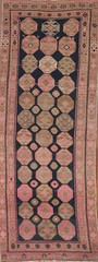 Antique Navy Blue/ Pink 12 ft. Runner Rug 4×12 Handmade Wool Hallway Carpet