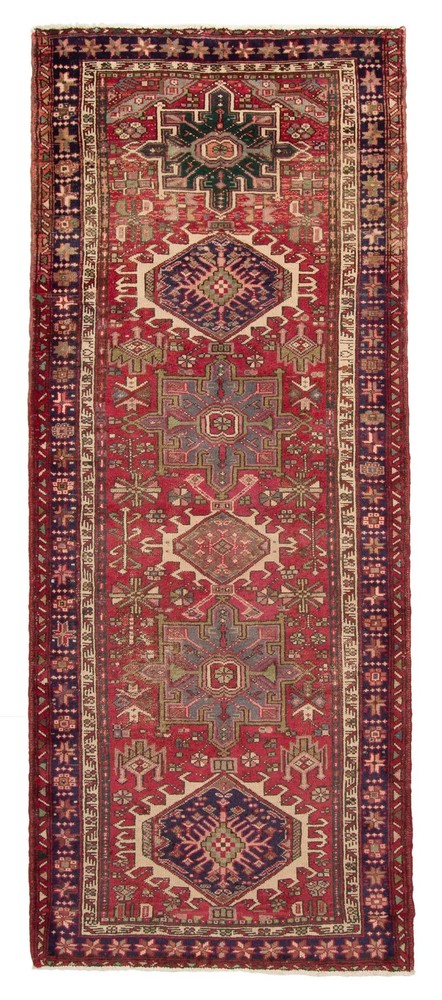 Vintage Hand-knotted Runner Rug 3'8" x 9'2" Traditional Oriental Wool Carpet