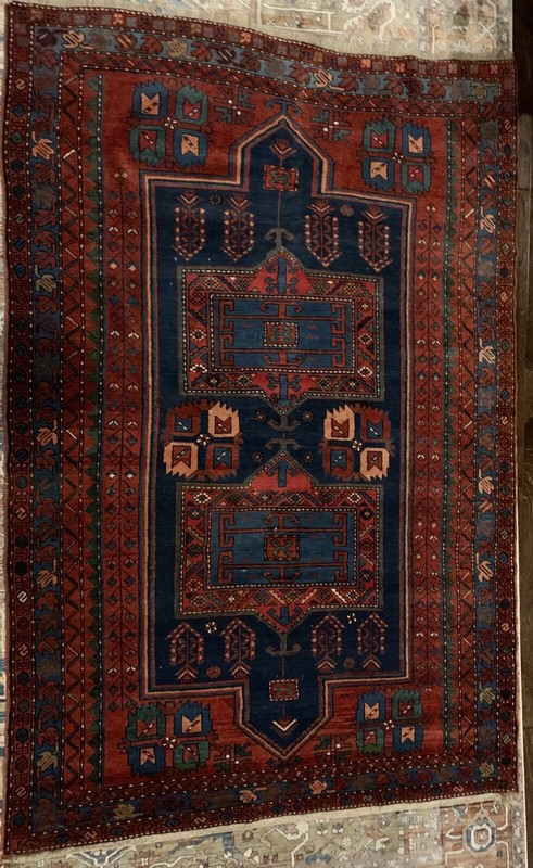 120+ Year Old Turkish Rug 1900s Antique. Handmade, Blue, Wool, 5.4 x 8.1 ft. gallery